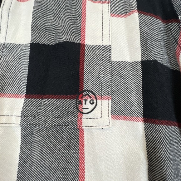 ATG Wrangler Plaid Flannel Shirt Outdoor Mens XXL All Terrain Gear Black Red 2XL - Picture 6 of 12